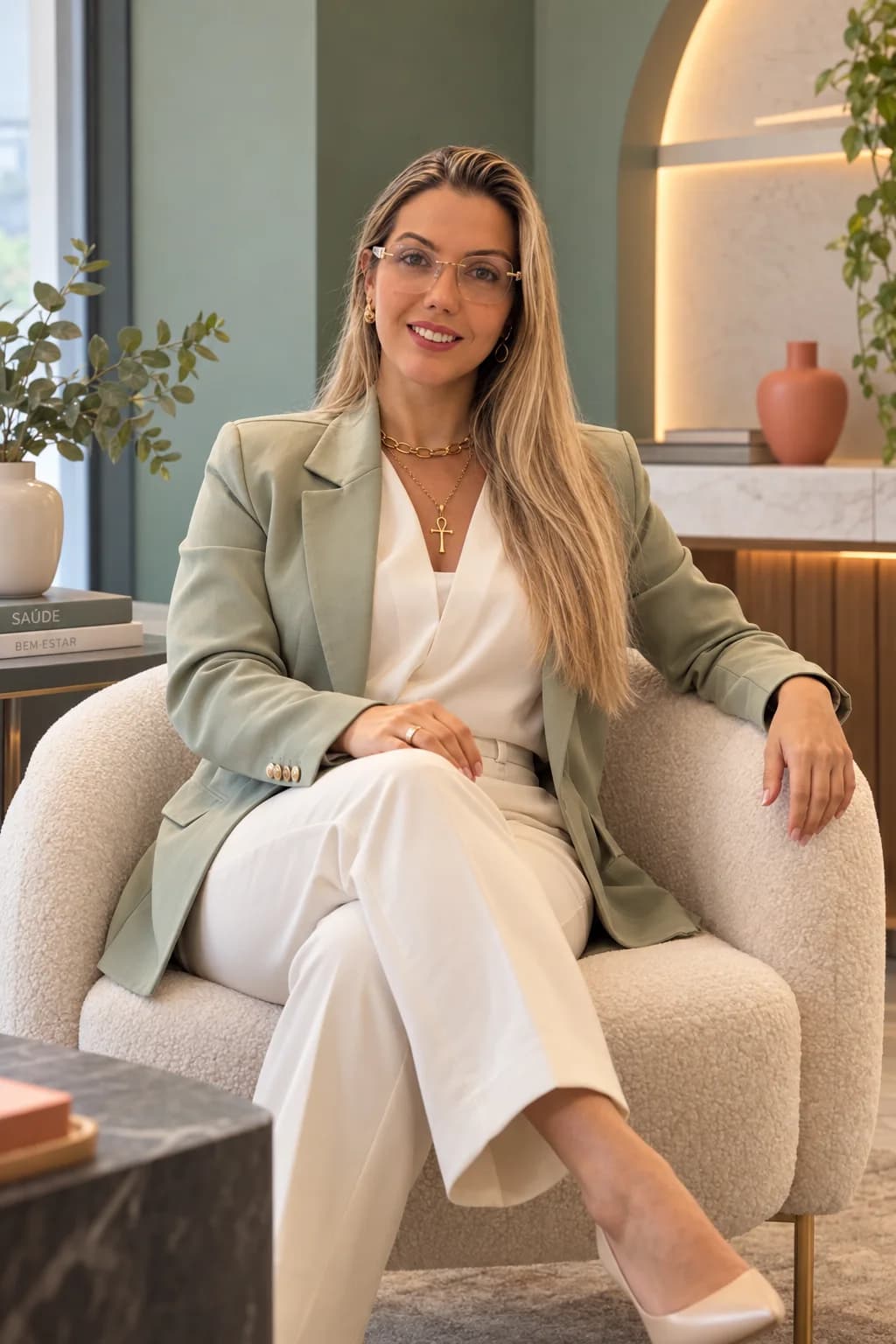 Dra. Simone Silva em ambiente de atendimento acolhedor